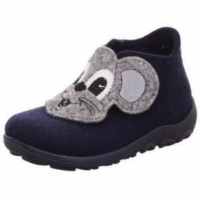 Feel-Based Fashion Superfit Blue/Grey Happy Octi Slippers With Warm Lining