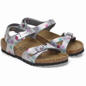 Birkenstock Rio As Kids Bf Elec. Metallic Silverdots Motion Clarity