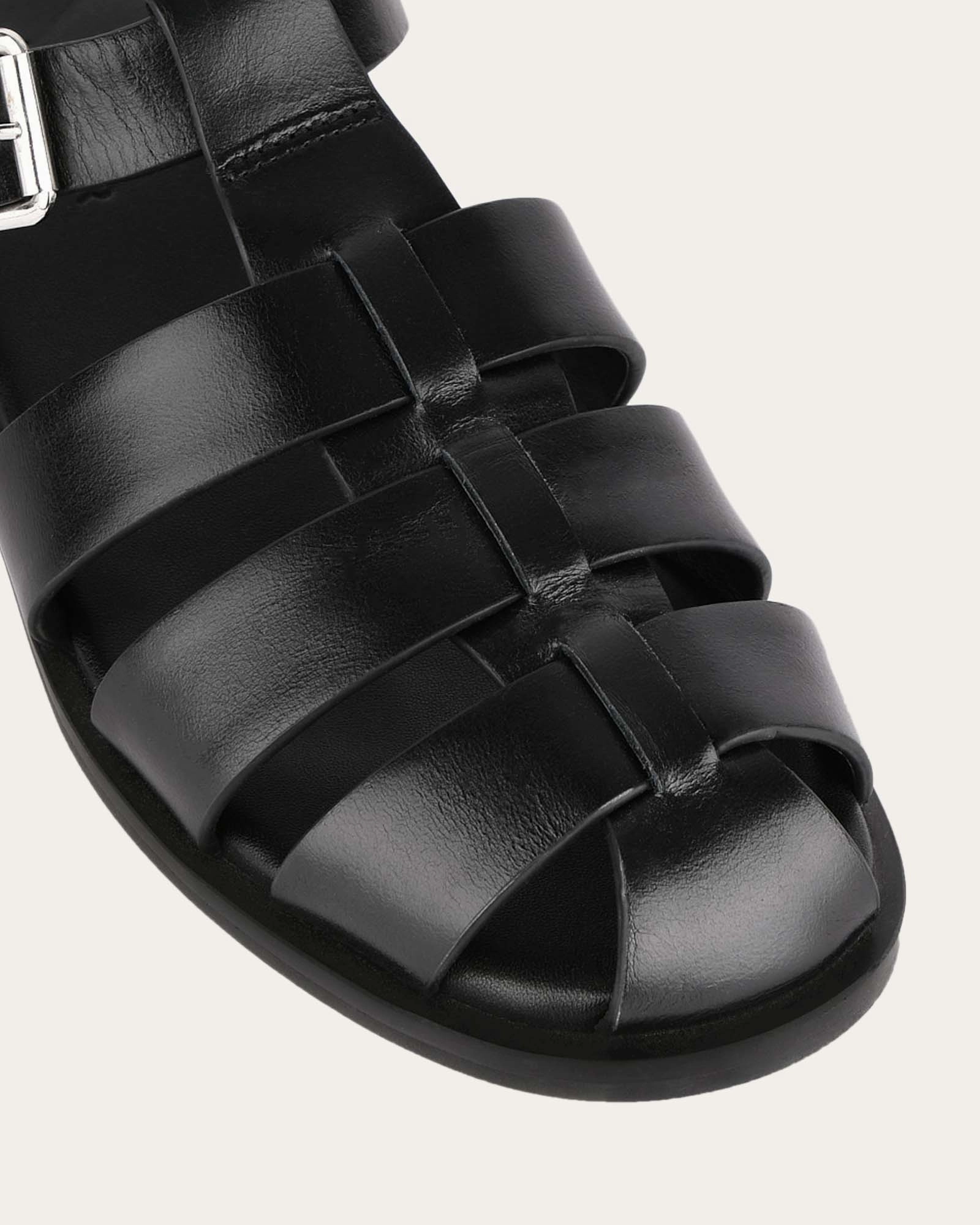 Daily Balance Finn Flat Sandals Black Leather