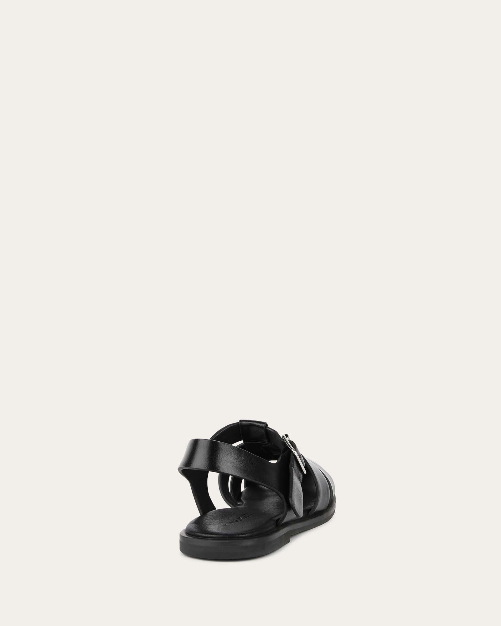 Subtle Impact Finn Flat Sandals Black Leather
