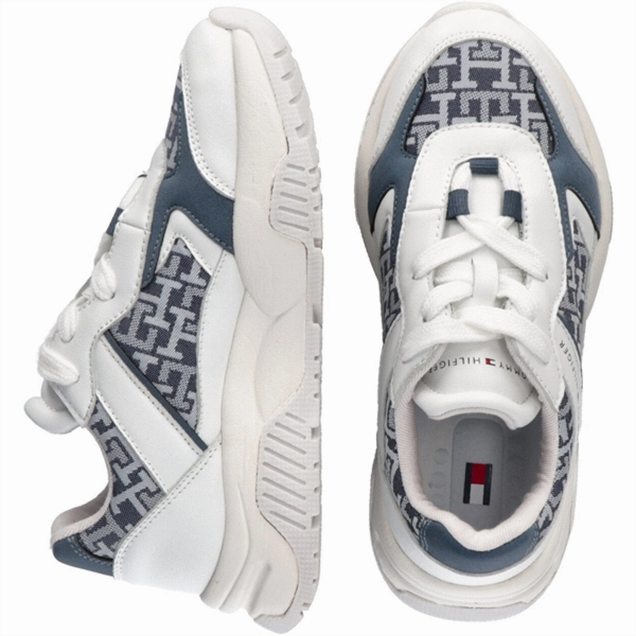 Cool Tones Tommy Hilfiger Low Cut Lace-Up Sneakers White/Denim