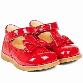 Angulus Mary Janes With Bow Dark Red Edge-Layered Crafted Silhouette