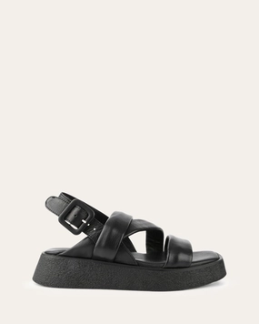 Confident Comfort Zia Flat Sandals Black Leather
