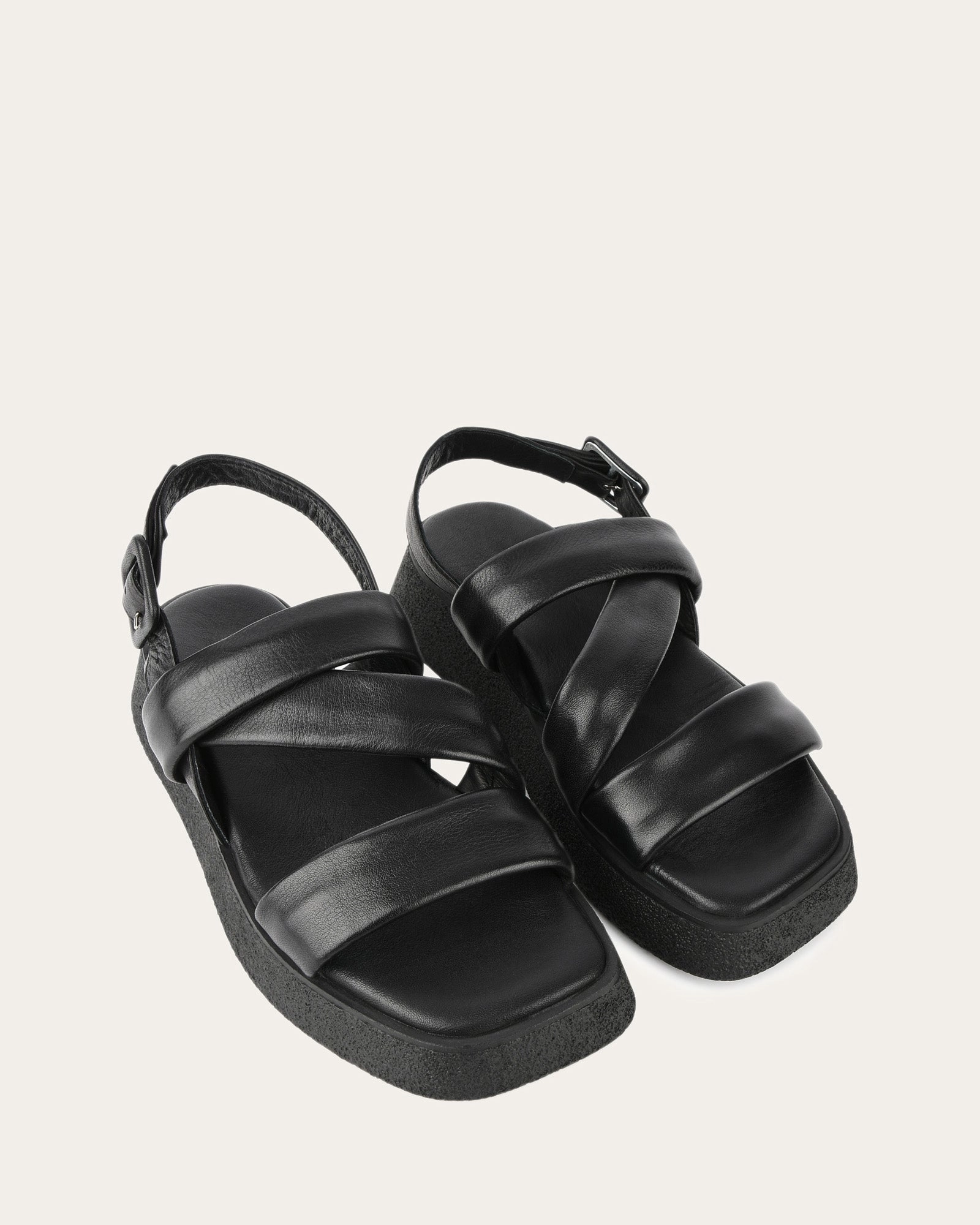 Zia Flat Sandals Black Leather Urban Layering Designed To Perform