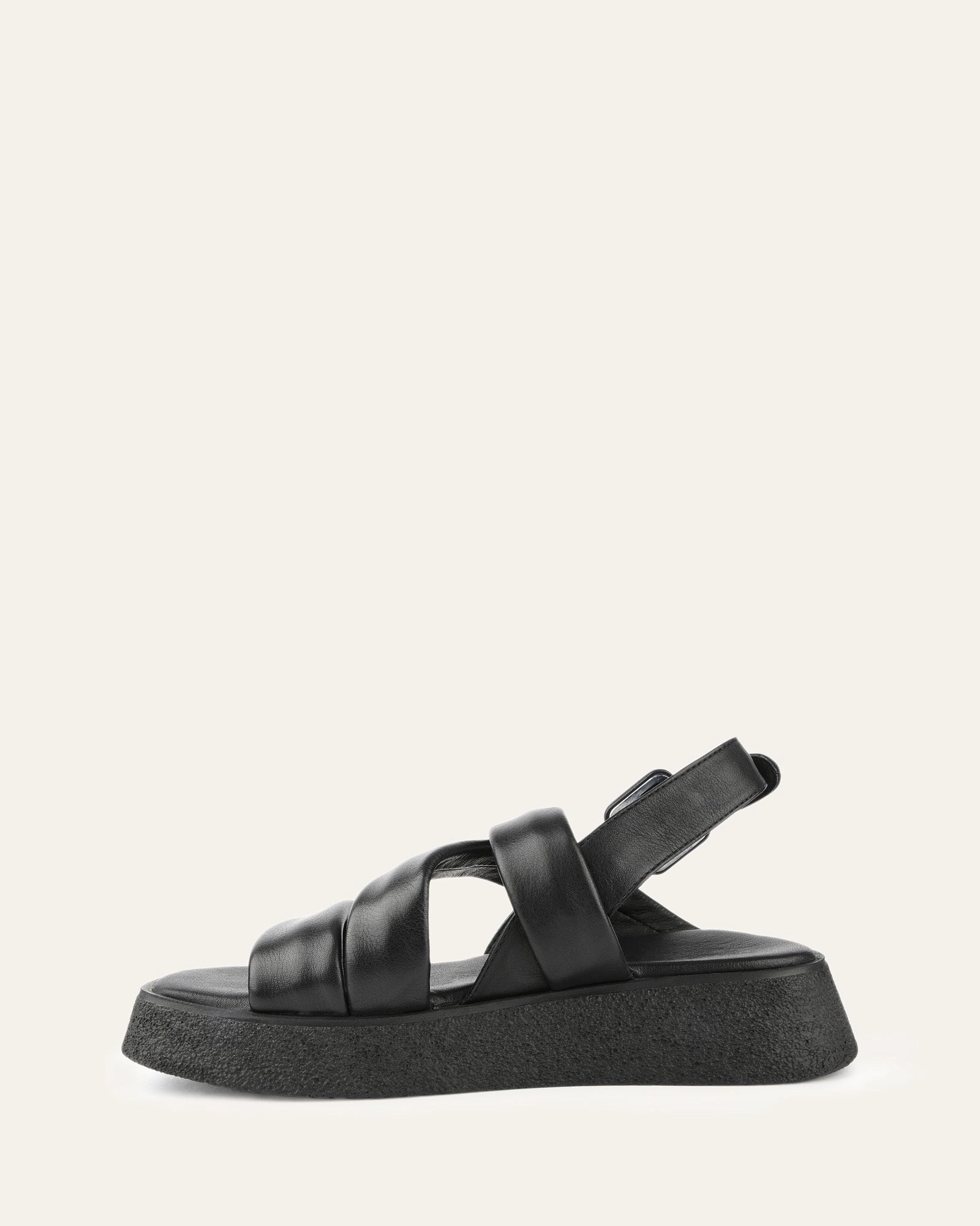 Zia Flat Sandals Black Leather Versatile Build