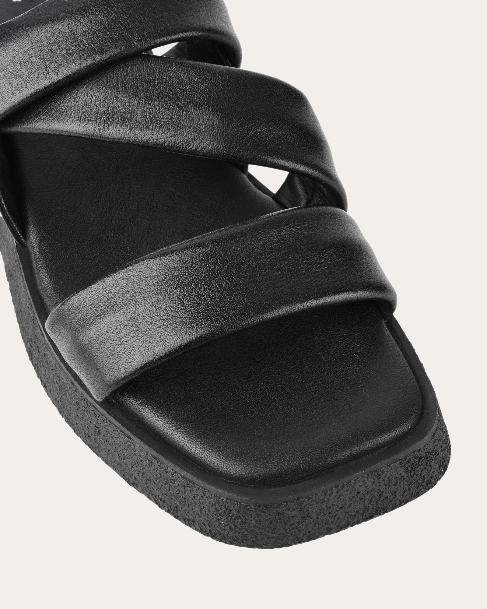 Cool And Essential Zia Flat Sandals Black Leather