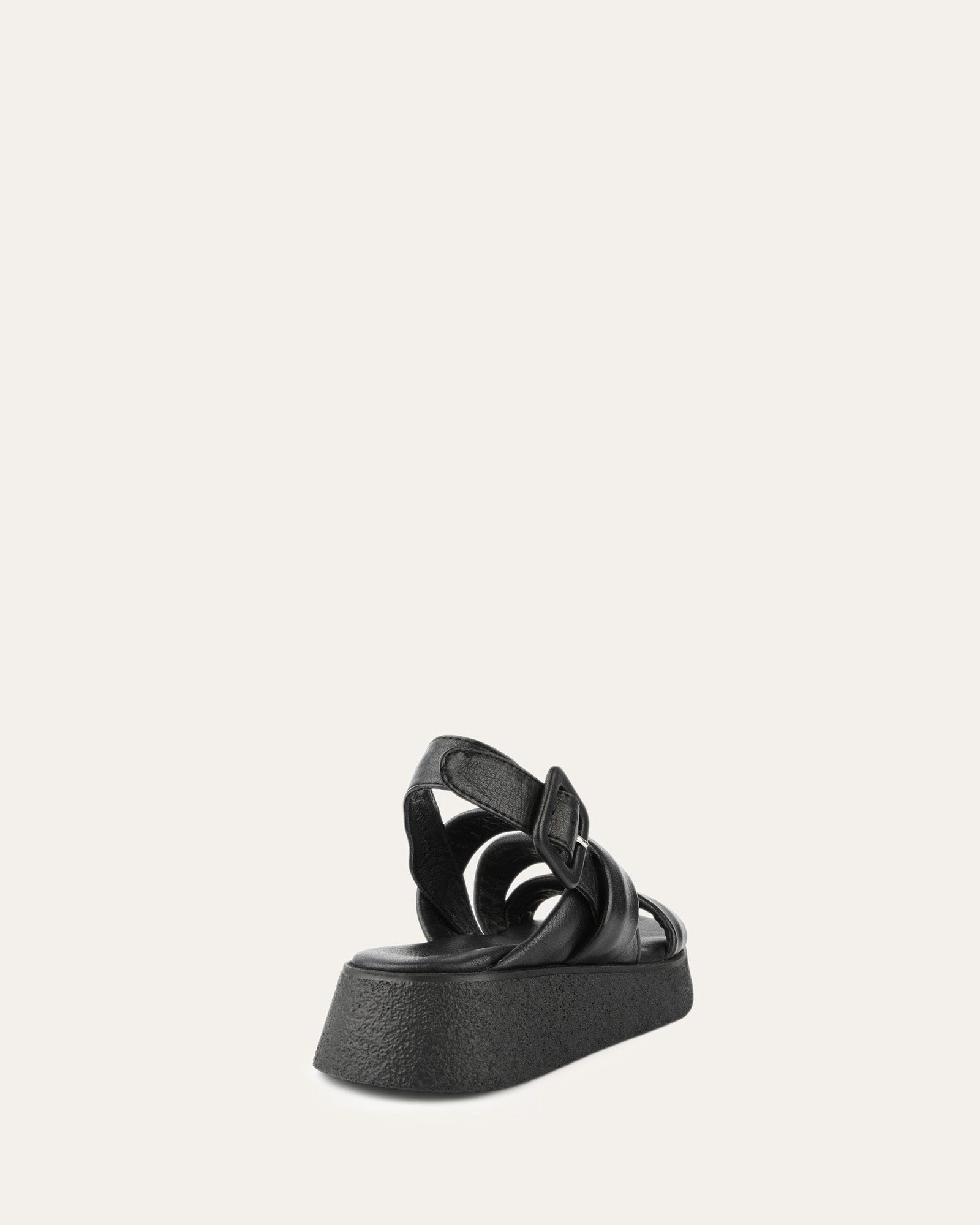 Movement-Inspired Zia Flat Sandals Black Leather