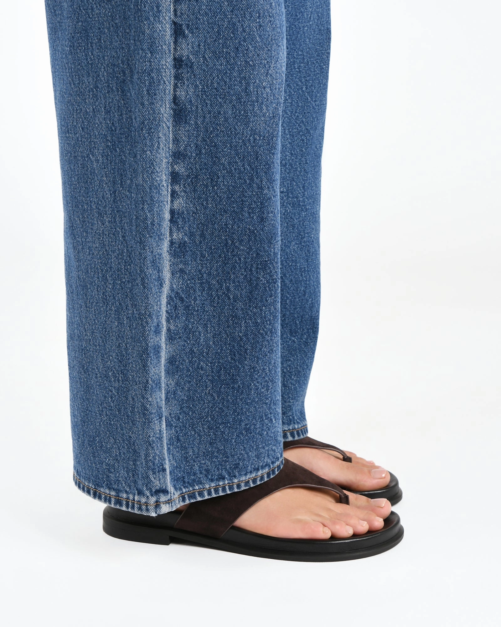 Inspired Living Adaptive Aesthetic Toby Flat Sandals Bitter Choc Suede