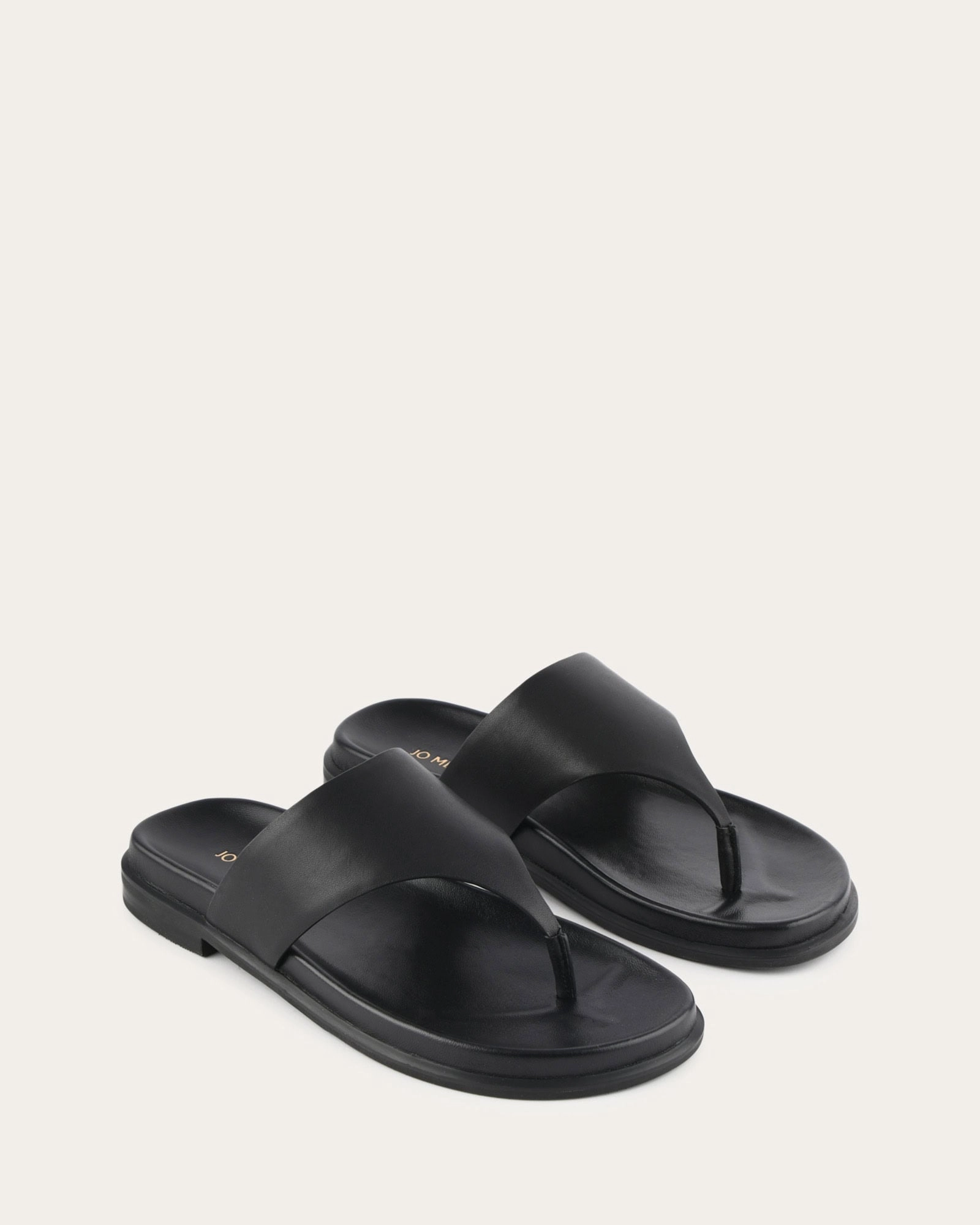 Toby Flat Sandals Black Leather Balanced Design
