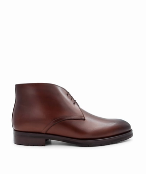 Fluid-Form Design Effortless Minimal Tomaso Patinated Brown Ankle Boots