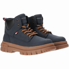 Tommy Hilfiger Blue Lace-Up Bootie Sleek Comfortwear