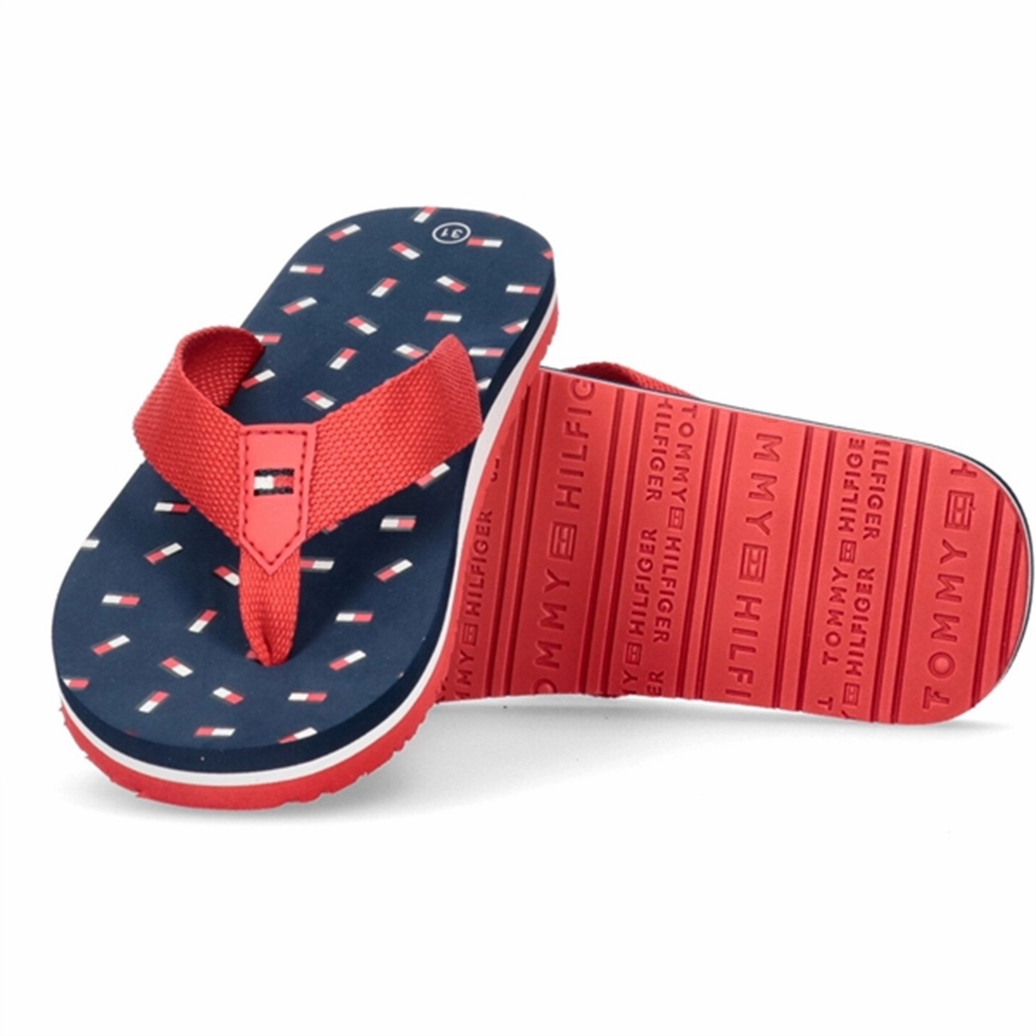 Subtle Signature Refined To Move Tommy Hilfiger Flag Flip Flop Red/Blue