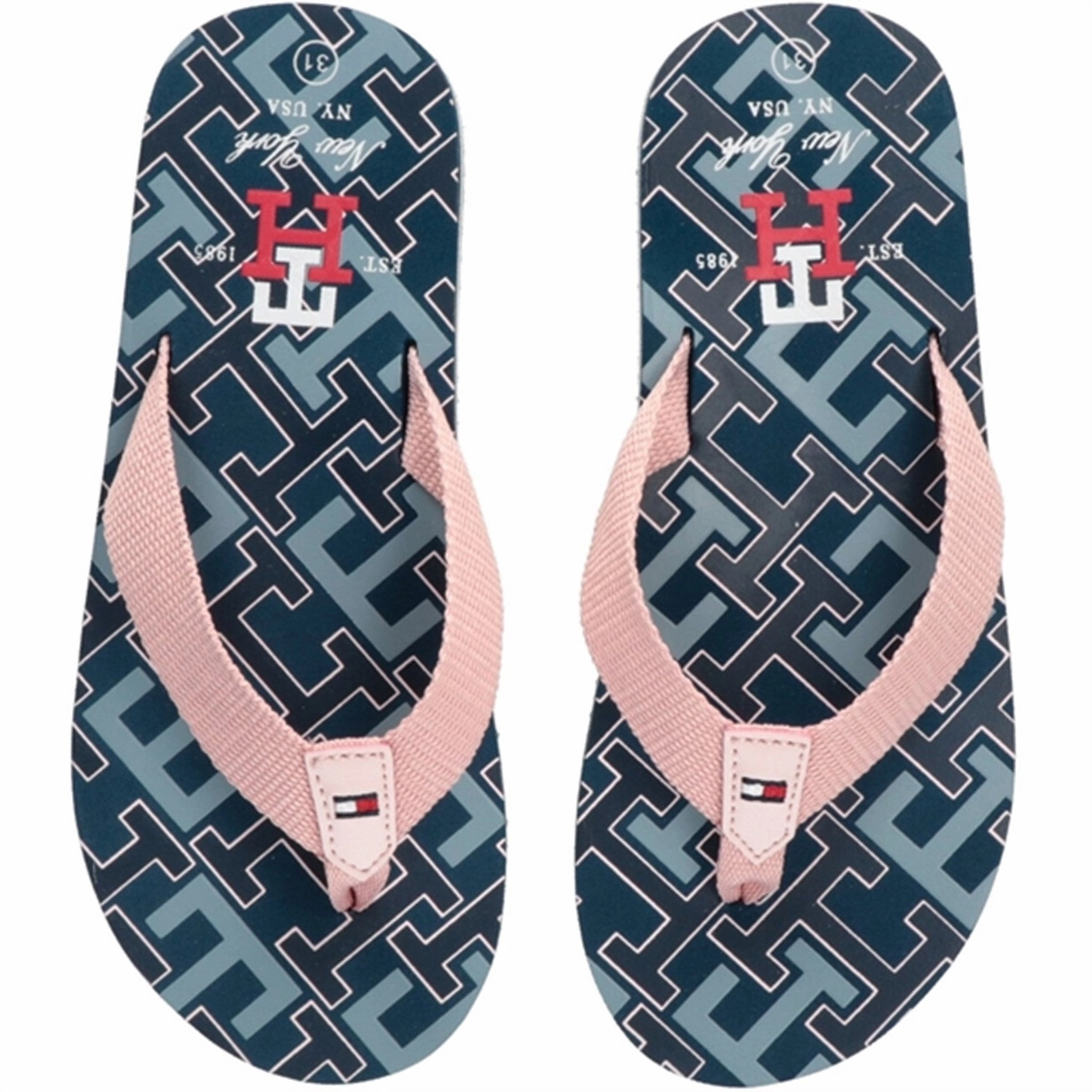 Effortless Minimal Tommy Hilfiger Logo Flip Flop Blue/Pink