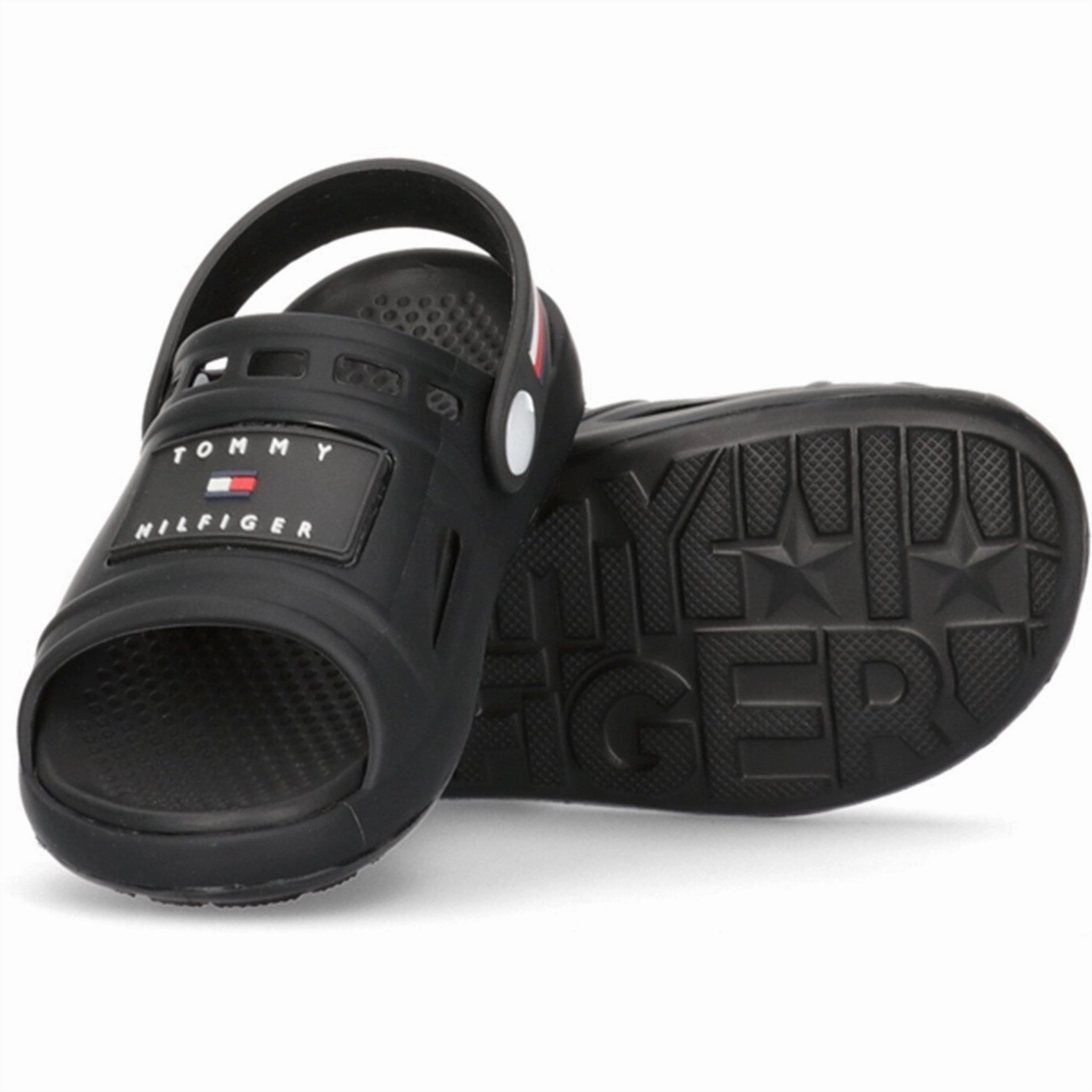 Less Is Bold Smart And Simple Tommy Hilfiger Stripes Comfy Sandal Black