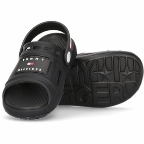 Less Is Bold Smart And Simple Tommy Hilfiger Stripes Comfy Sandal Black