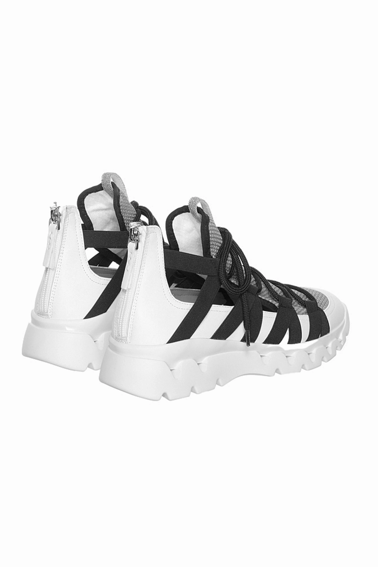 Less Is More Refined Silhouette Lace Up Sneaker In Bianco Roccia Nero