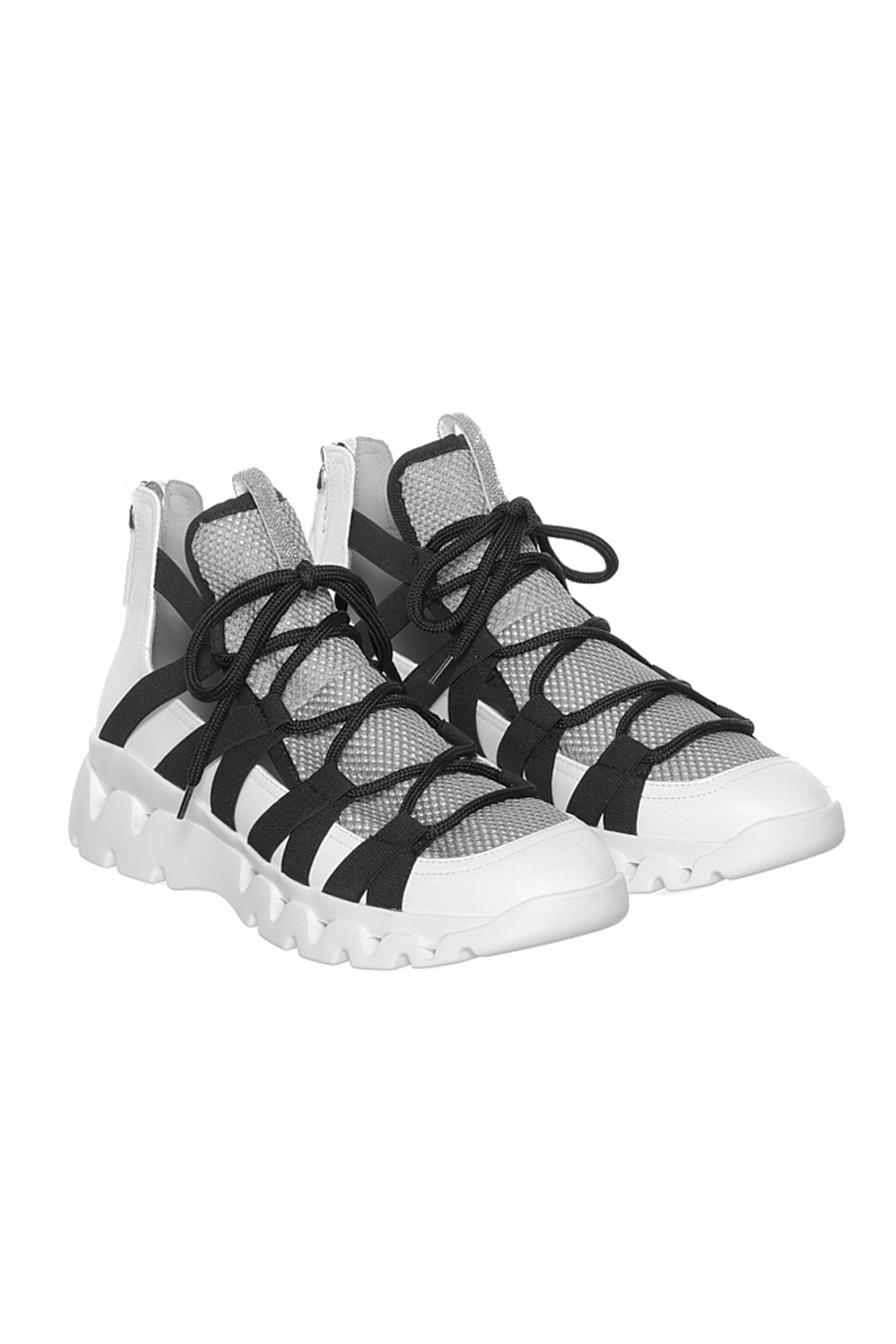 Lace Up Sneaker In Bianco Roccia Nero Contemporary Flow