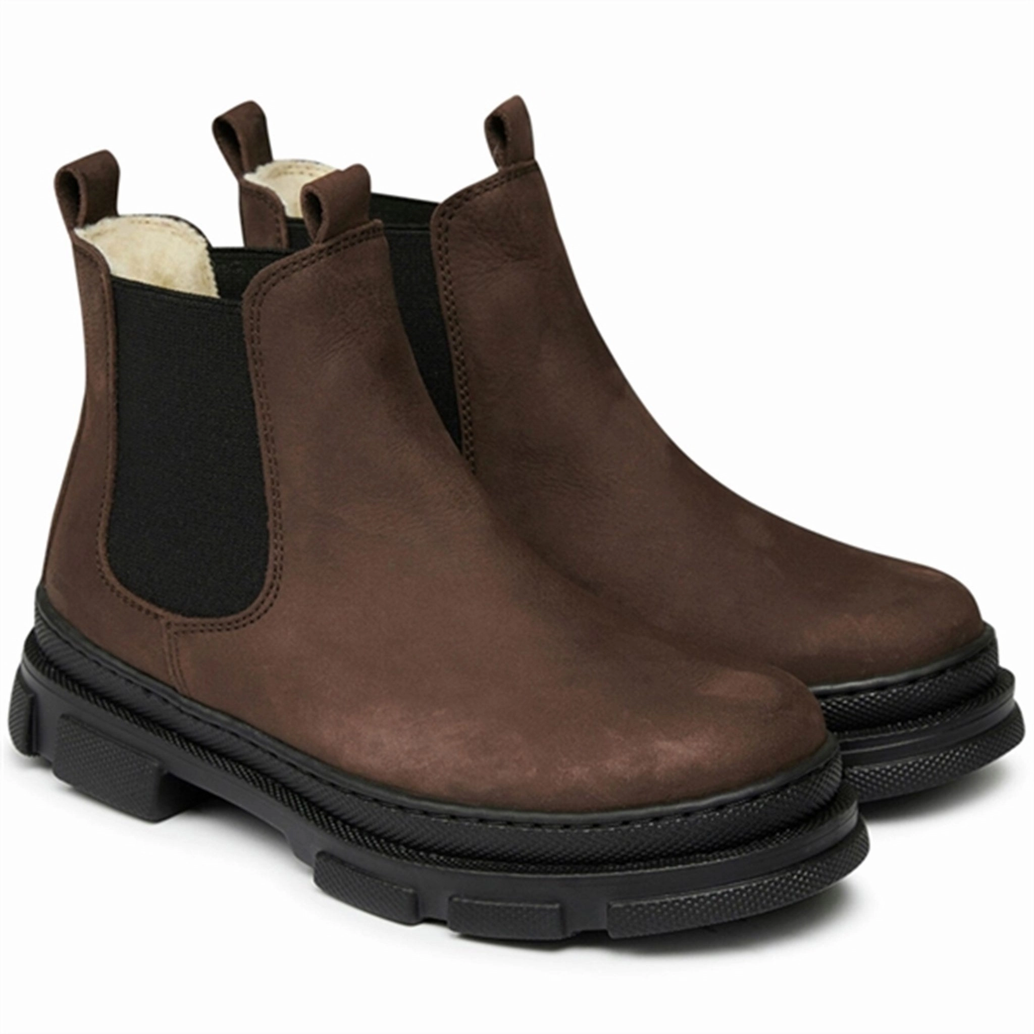Angulus Chelsea Boots W Elastic And Wool Lining Brown/Black Modular Wear