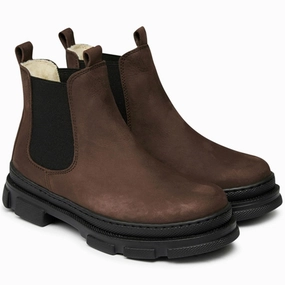 Angulus Chelsea Boots W Elastic And Wool Lining Brown/Black Modular Wear
