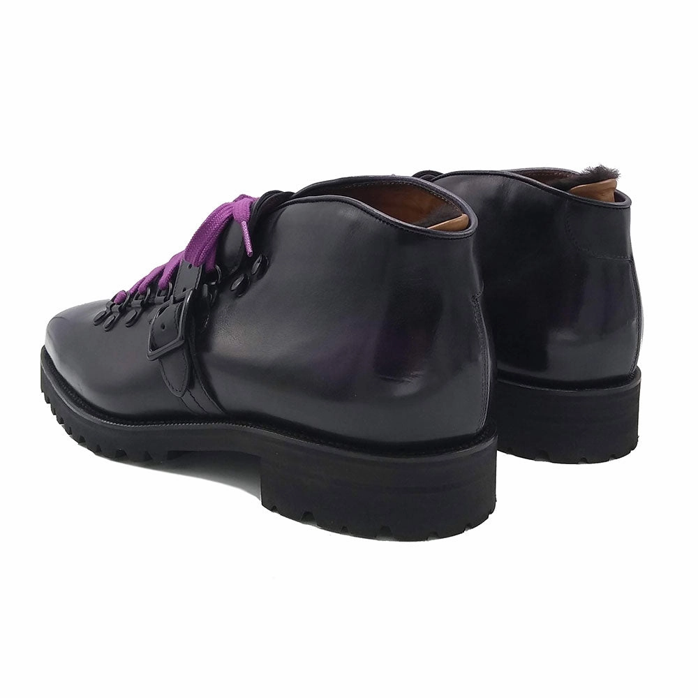 Elevated Basics Borcego Mountain Boot With Strap Mto - Black & Purple Box Calf