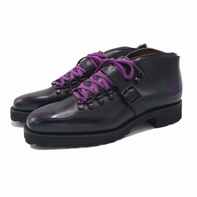 Borcego Mountain Boot With Strap Mto - Black & Purple Box Calf Crafted Clarity