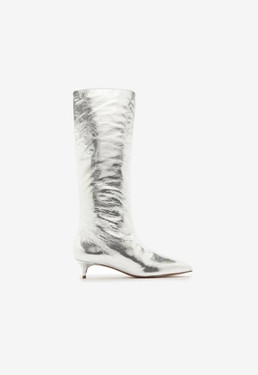 Gail Up Smashed Metallic Leather Boot Daily Build Daily Essentials