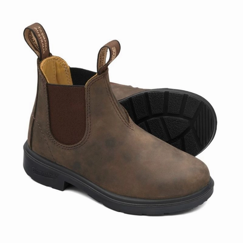 Unisex Kids' Blundstones Rustic Brown Premium Feel Easy Polish