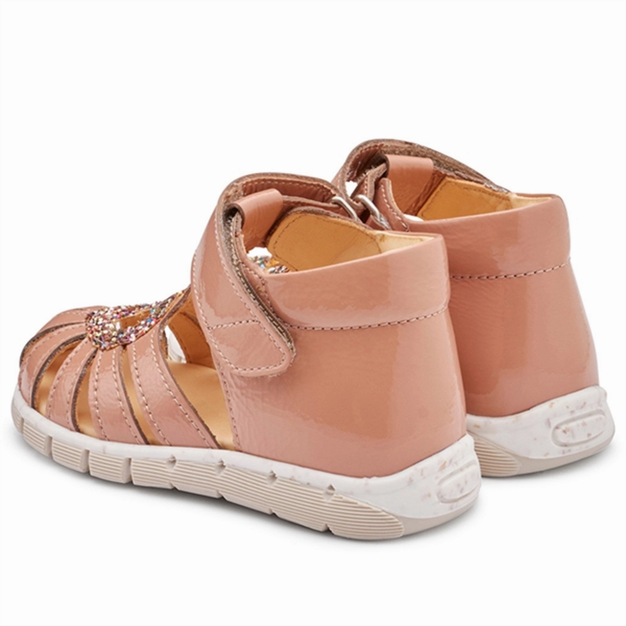 Angulus Heart Sandal W. Velcro Dark Peach/Multi Glitter Essentials On Point Versatile Gear