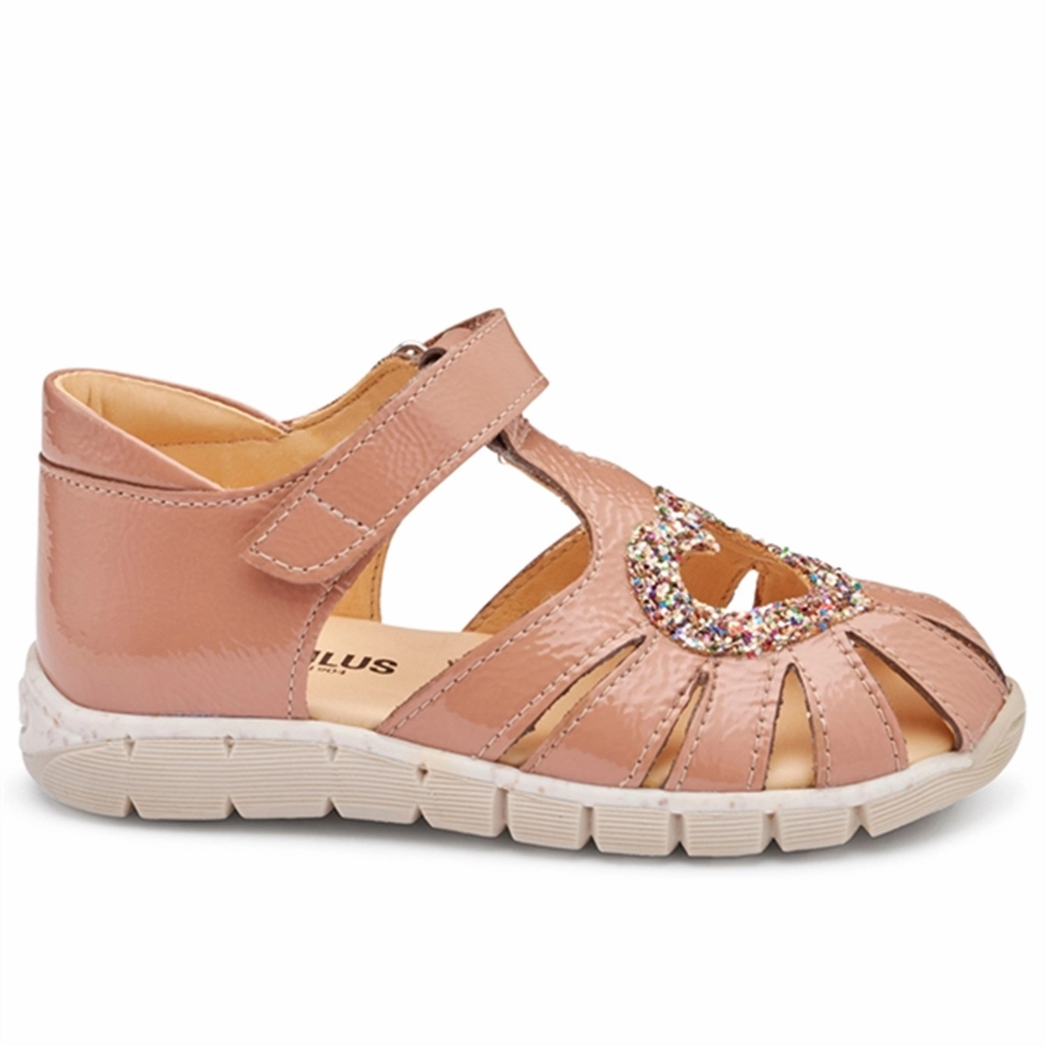 Cool Confidence Angulus Heart Sandal W. Velcro Dark Peach/Multi Glitter