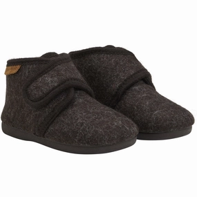 En Fant Chocolate Melange Slippers Wool Velcro Modern Utility Motion Clarity