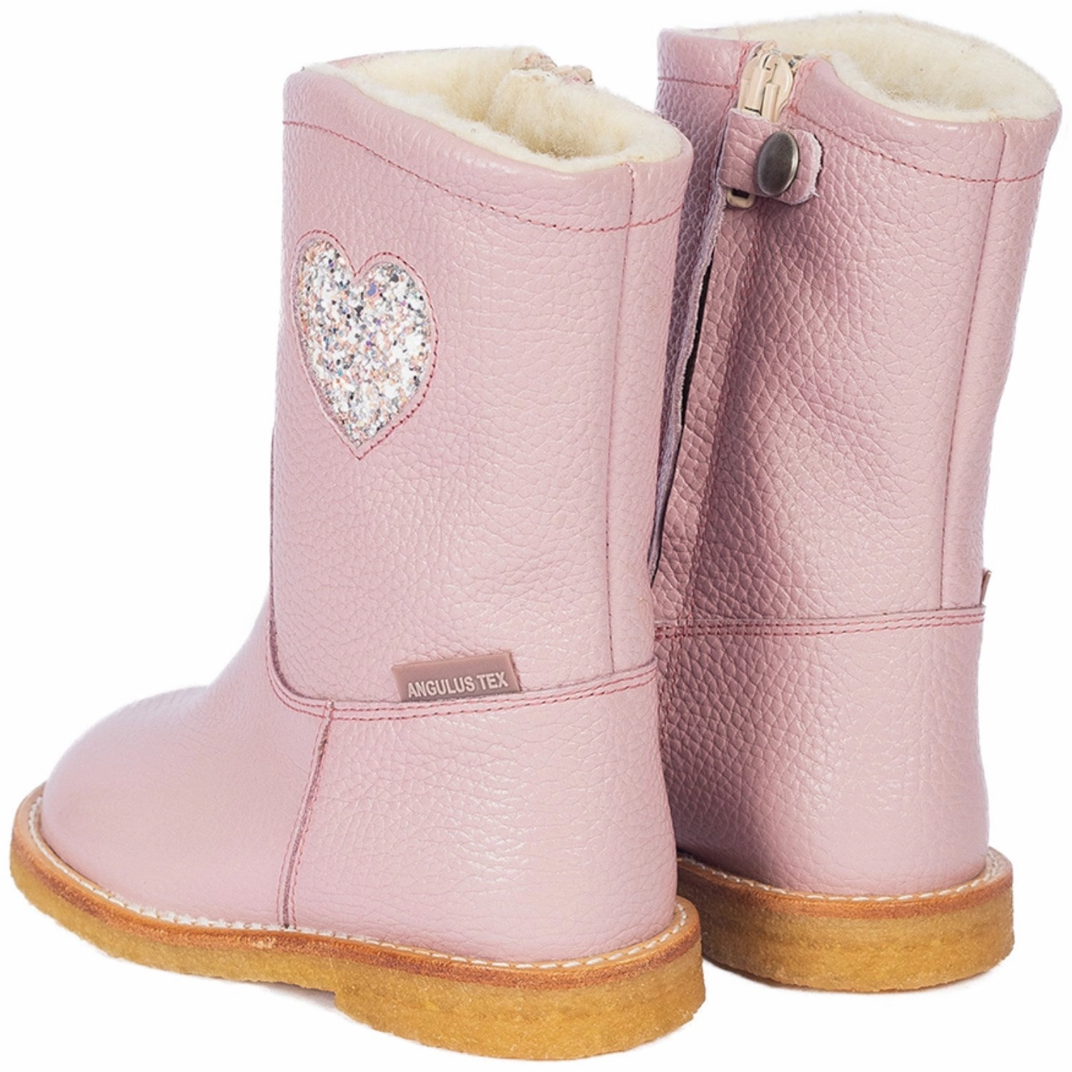 Angulus Mauve/Mauve Glitter Tex-Boot Med Hjerte Og Zipthrough Subtle Style Gear New Classics