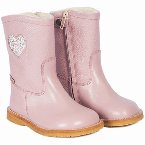 Angulus Mauve/Mauve Glitter Tex-Boot Med Hjerte Og Zipthrough Cool And Essential Made For Days