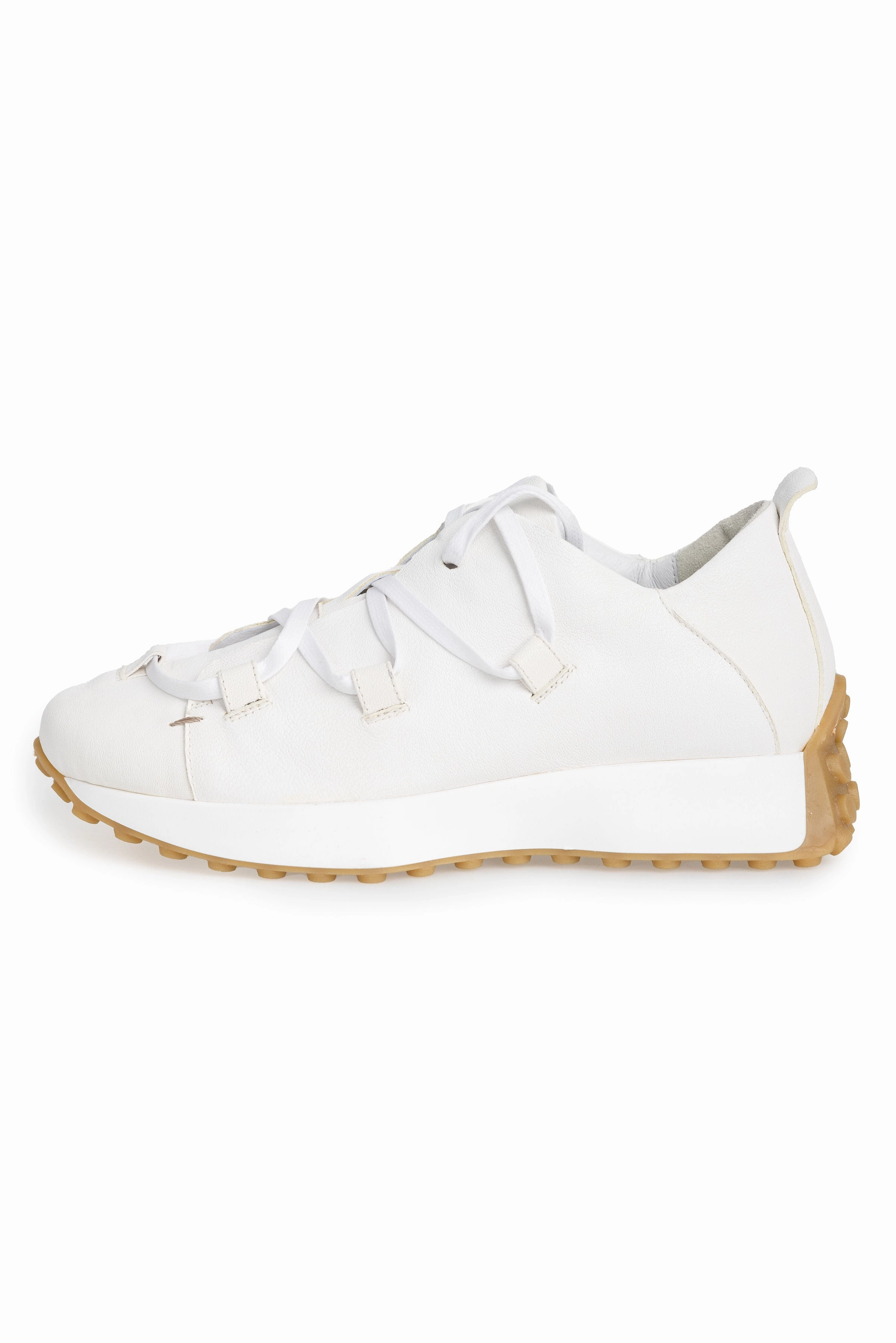 Old Iron Leather Sneaker In Bianco Style Simplified Flexible Form