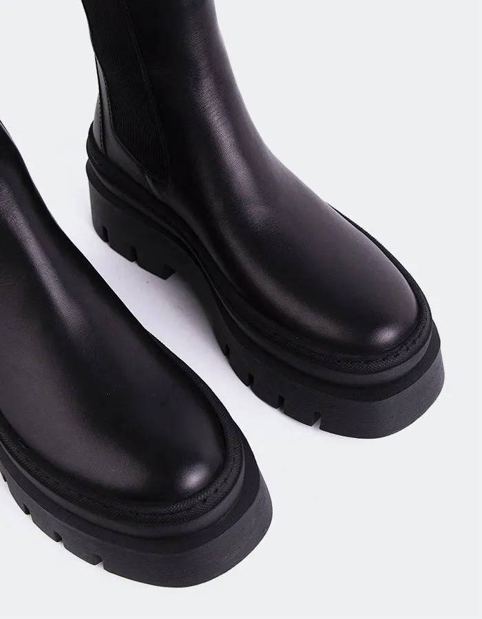 Delya Black Leather Style Flowwear