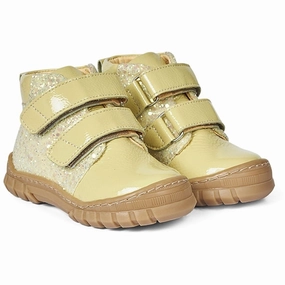 Step Into Rhythm Angulus Starter Shoe W. Velcro And Glitter Details Light Yellow/Light Yellow Glitter