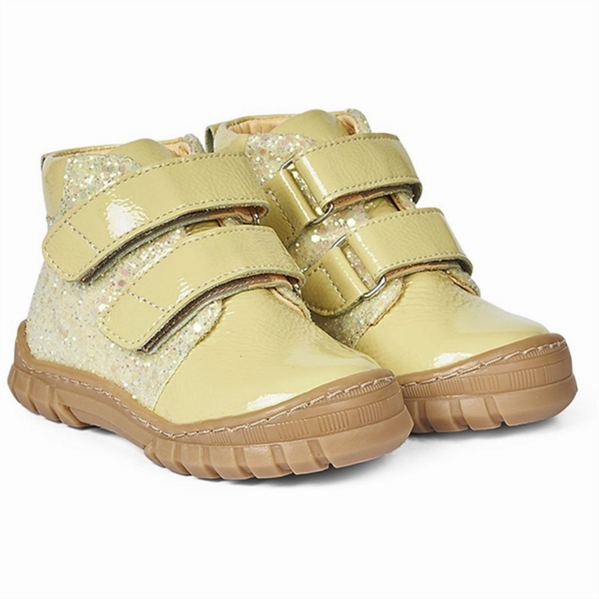 Step Into Rhythm Angulus Starter Shoe W. Velcro And Glitter Details Light Yellow/Light Yellow Glitter