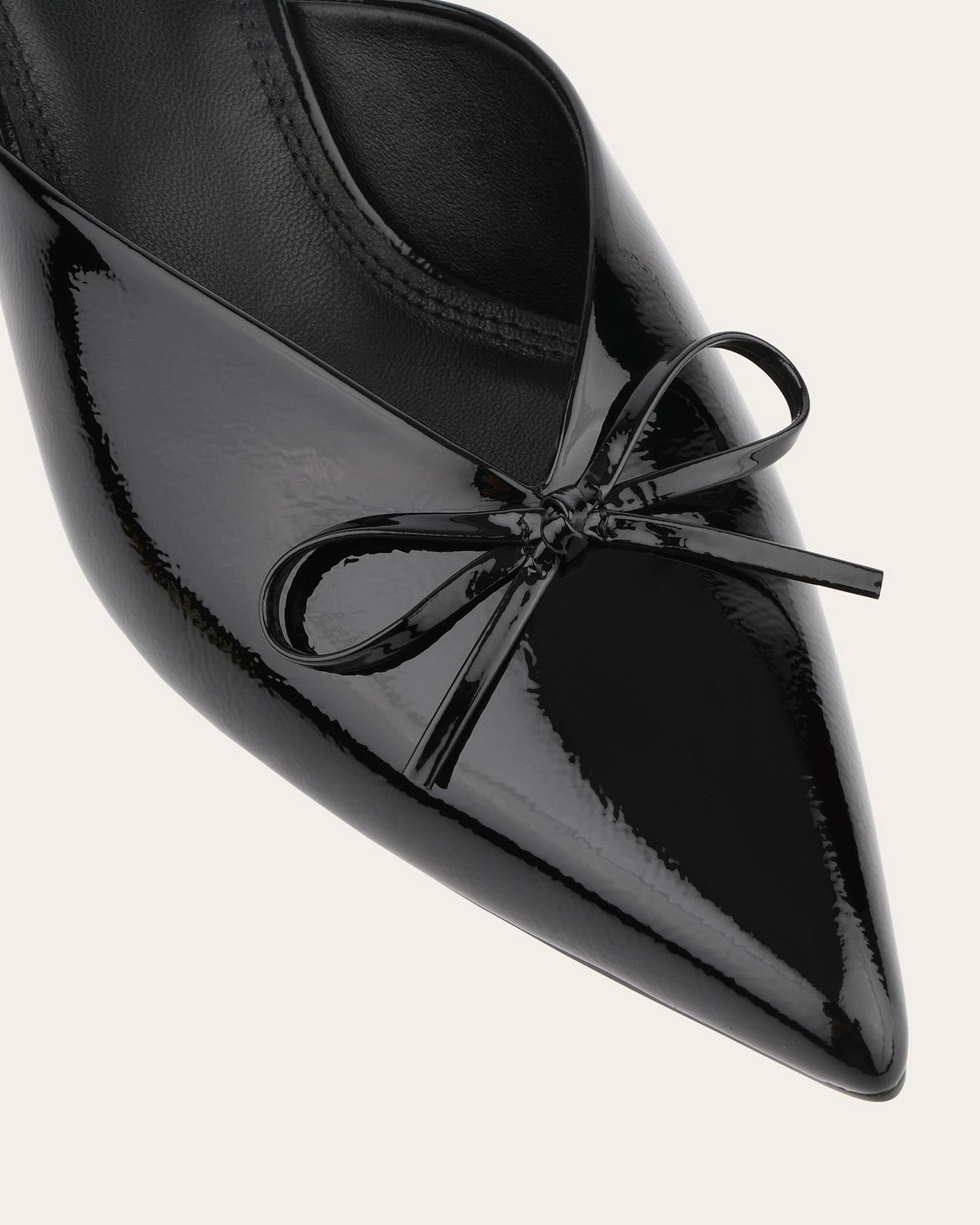 Betsy Mid Heels Black Crinkle Patent Style Forward Engineered Casual