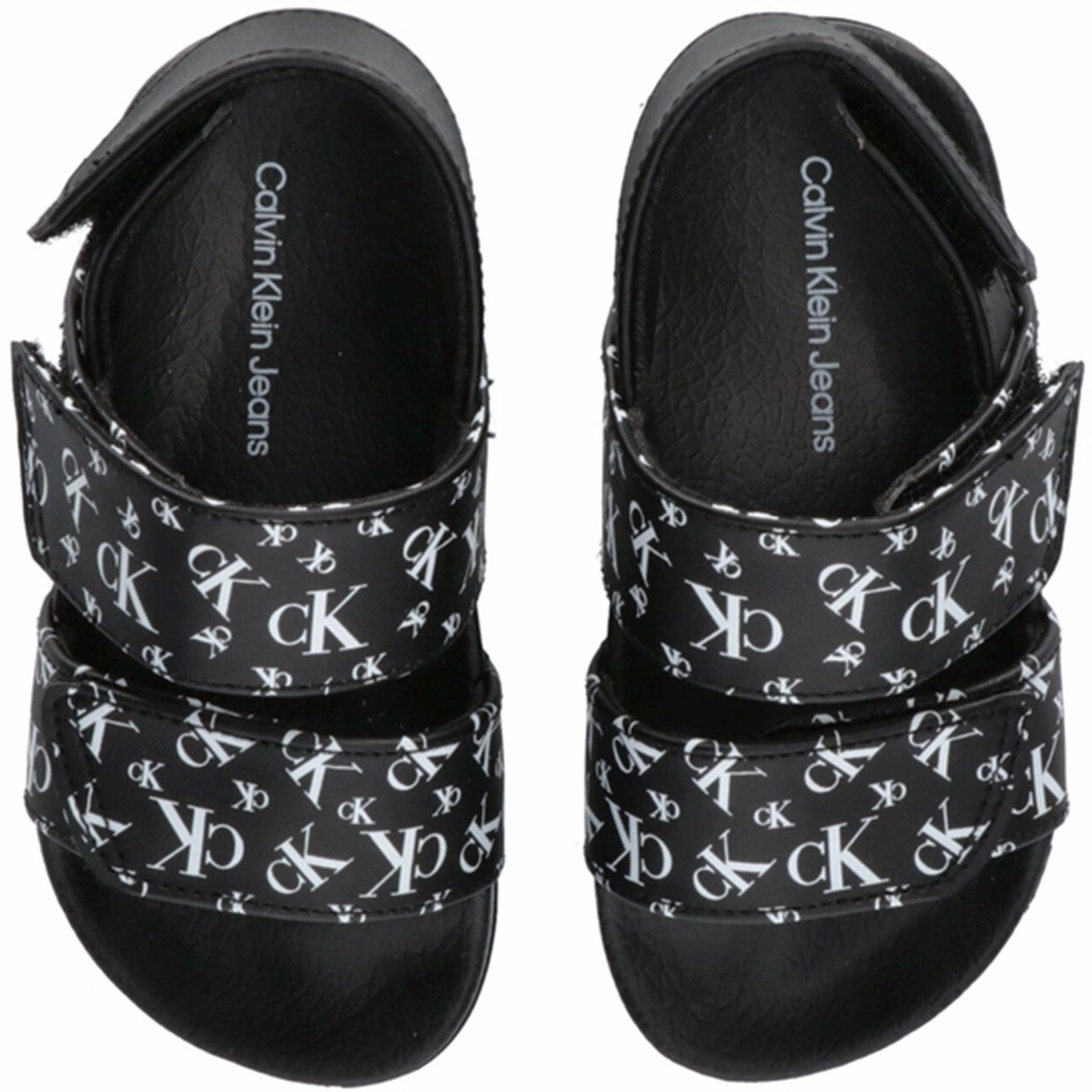 Calvin Klein Logo All Over Velcro Sandal Black Refined Versatility Subtle Performance