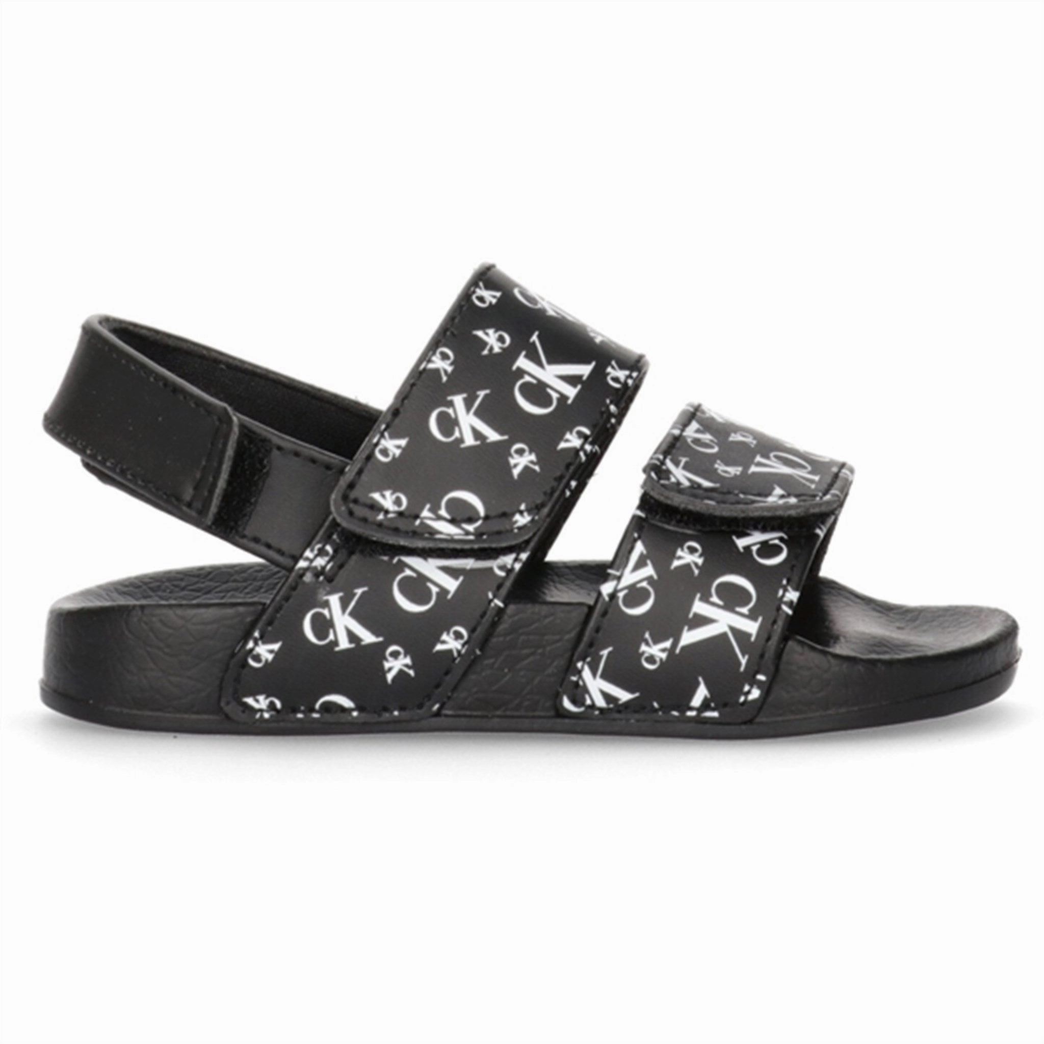 Modern Build Calvin Klein Logo All Over Velcro Sandal Black
