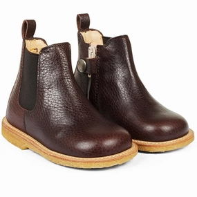 Angulus Starter Chelsea Boots With Elastic Band And Zipper Dark Brown/Brown Day-To-Night Fit Elevated Layers