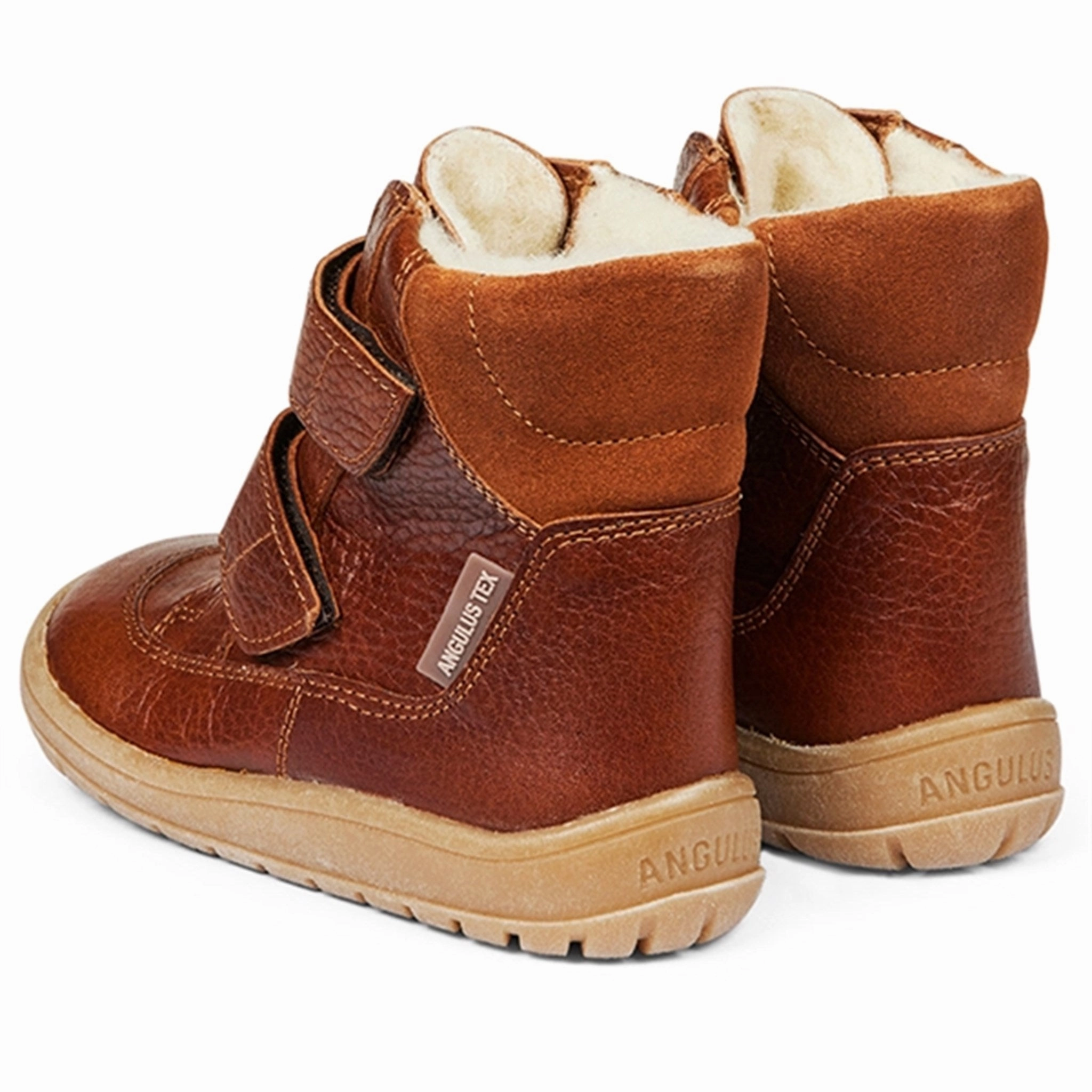 Bold Minimal Angulus Tex-Boots With Velcro Cognac/Cognac