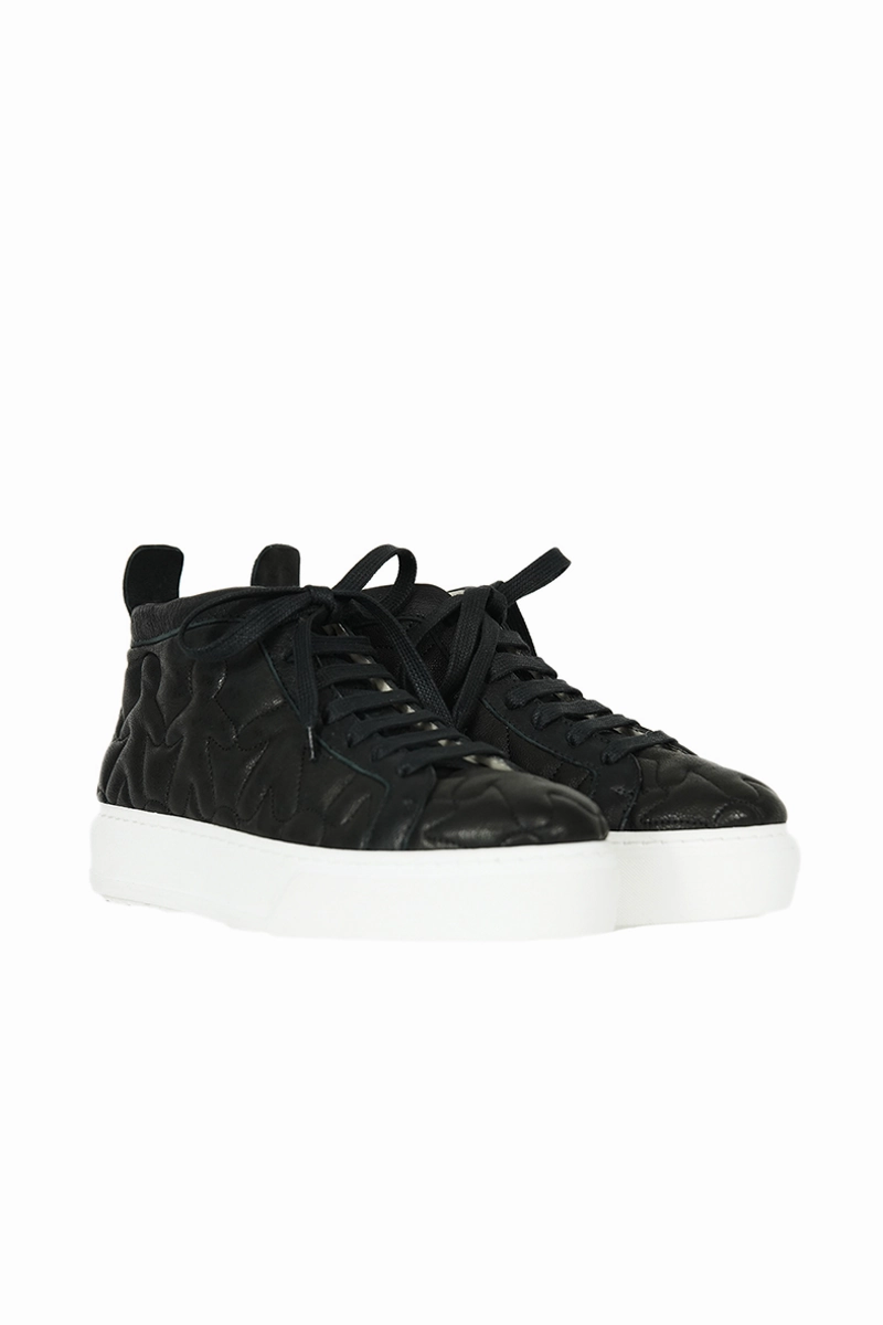 Shift Into Ease Clarity Wear High Top Leather Shoe In Trapuntato Nero