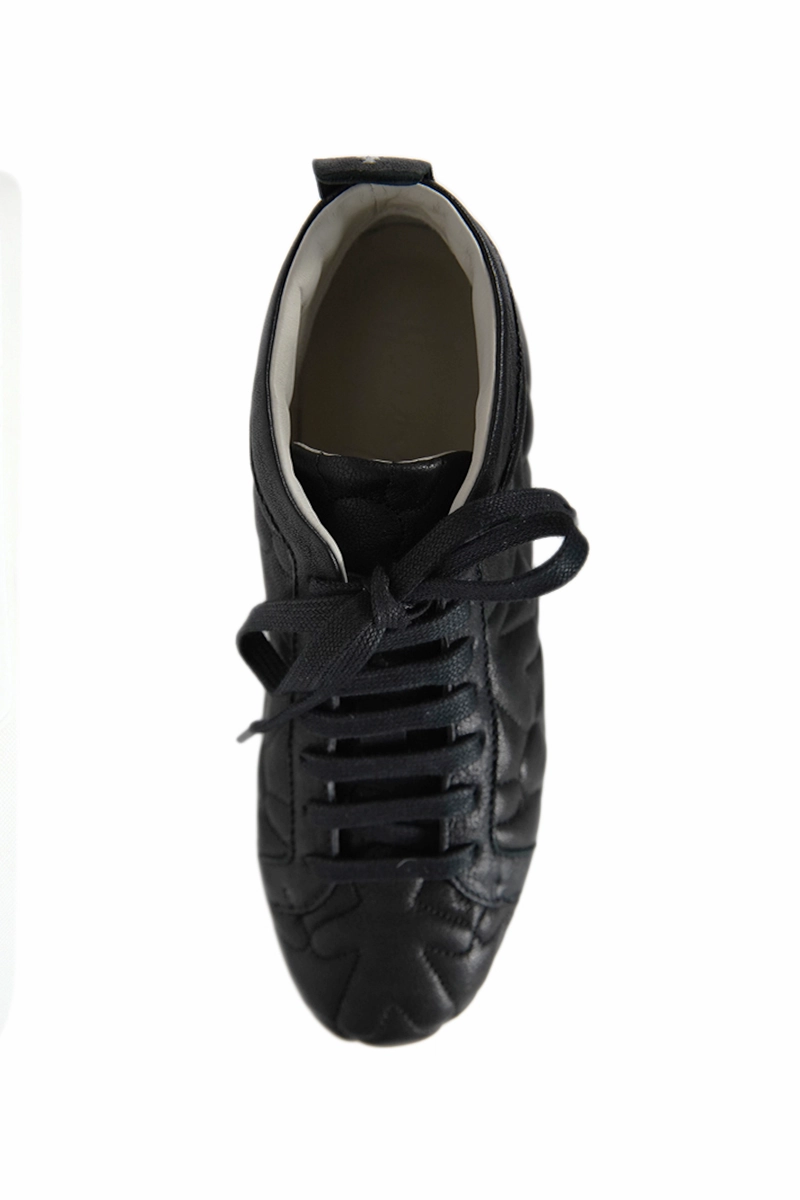 Motion-Minded High Top Leather Shoe In Trapuntato Nero