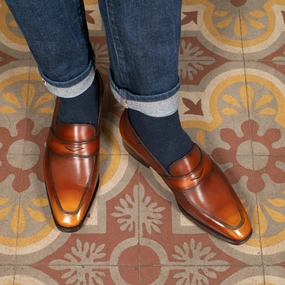 Living Wear James Loafer - Brown & Cognac Handmade Patina