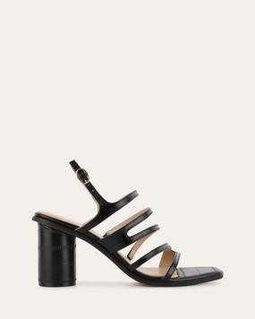 Curated City Nobu High Heel Sandals Black Shiny Lizard