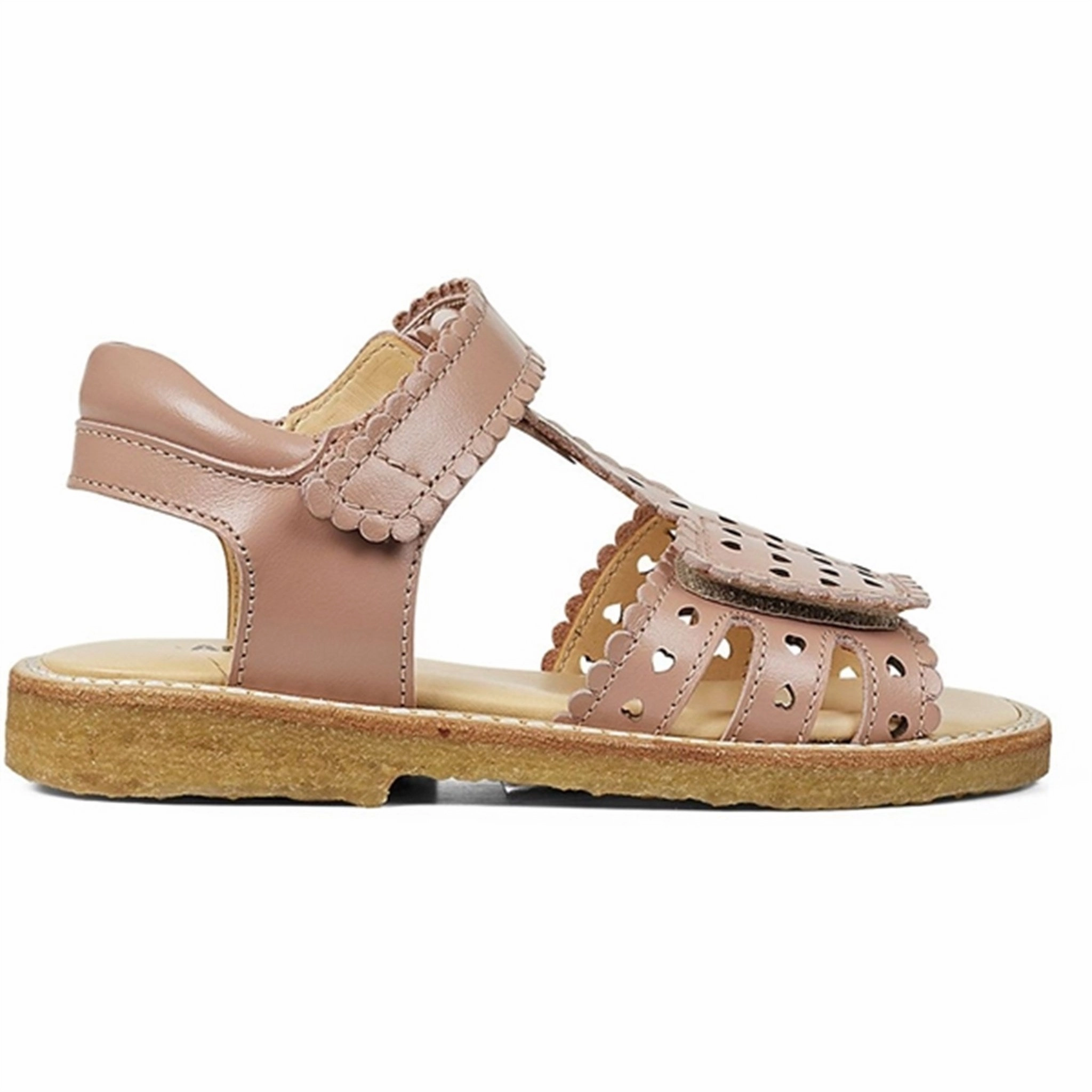Angulus Sandal W. Velcro And Hearts Dark Peach Built Around You