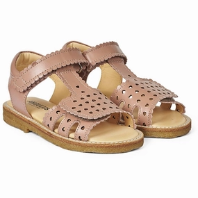 Angulus Sandal W. Velcro And Hearts Dark Peach Urban Evolution New Wave Fit