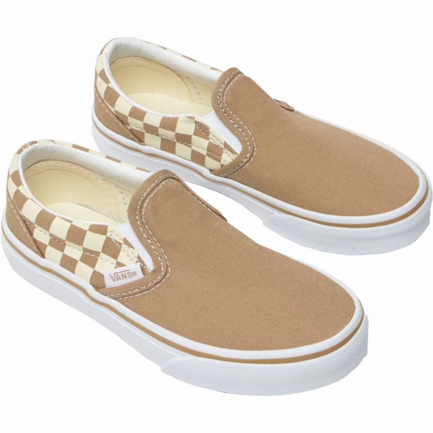 Vans Neutral Checkerboard Brown/White Classic Slip-On Neutral Checkerboard Multi-Context Style