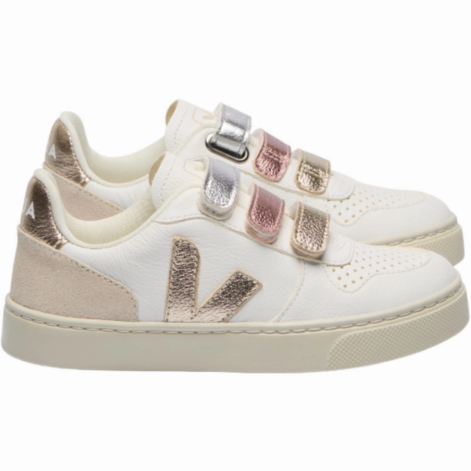 Veja Multico Extra White Shiny Small V-10 Sneakers Move-Easy Layers Next In Line