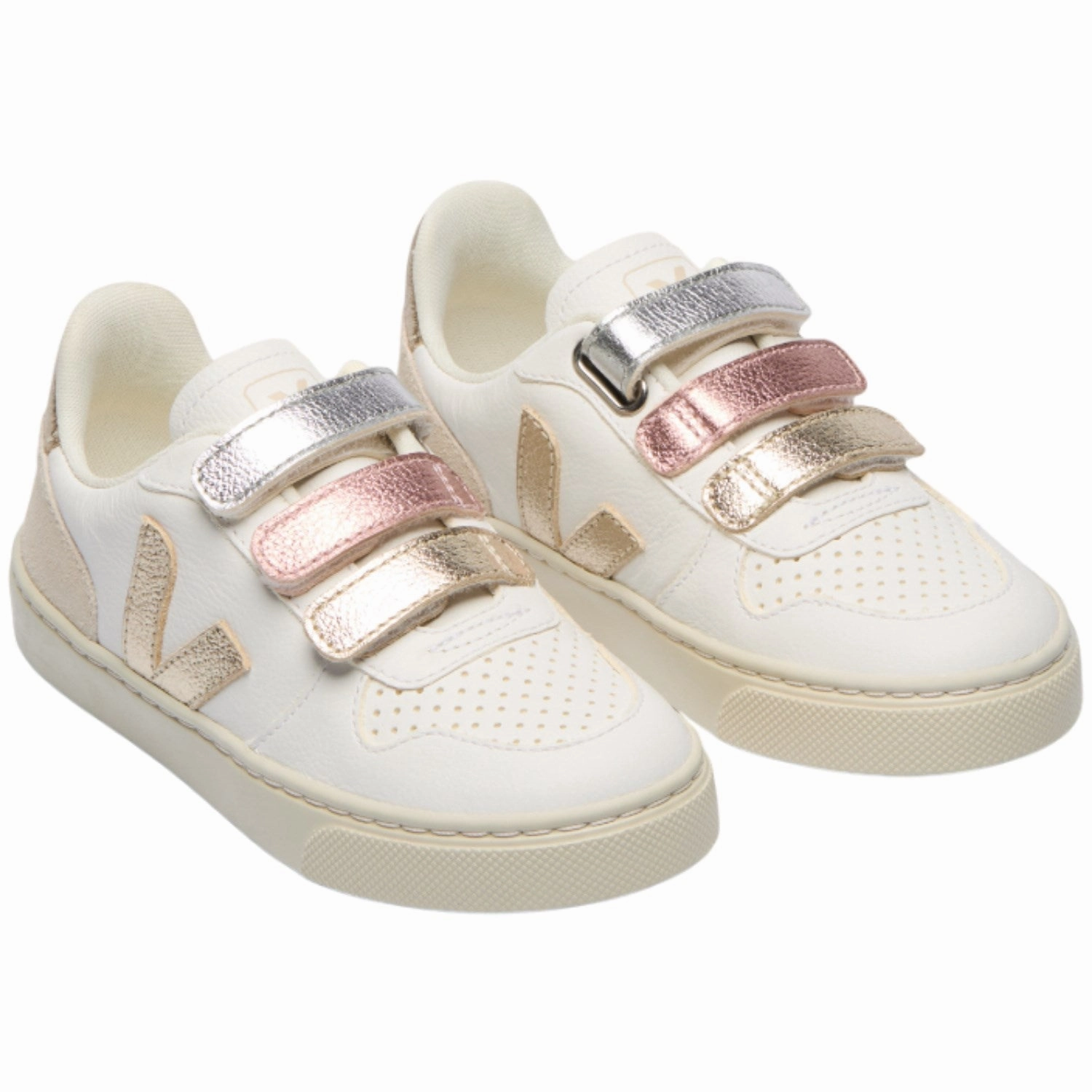 Veja Multico Extra White Shiny Small V-10 Sneakers Ready When You Are